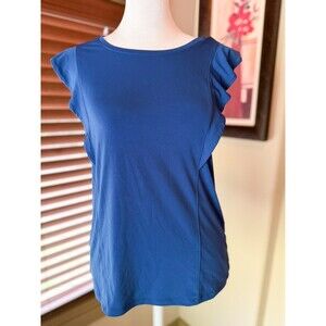 Feminine Ruffled Cap Sleeve Banana Republic Blue Shirt Women's Size XS